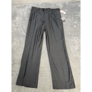 Perry Ellis Size 31W 30L TRAVEL LUXE Charcoal New Mens Flat Front Striped Pants